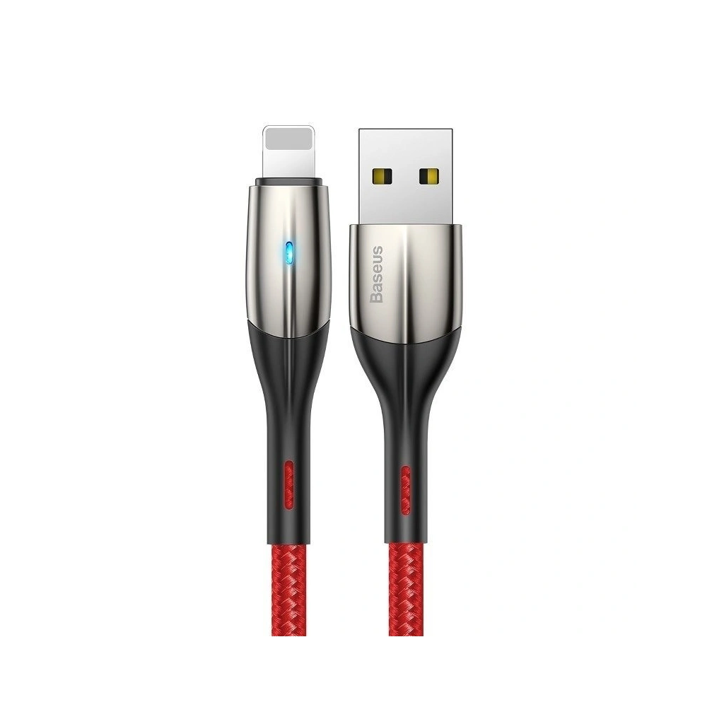 Hurtownia GSM - Kabel Lightning s LED diodou Baseus Horizontální 1m 2.4A (červený) - BSU435RED - {ean13} - Hurt
