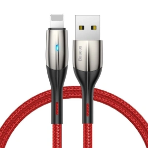 Baseus Horizontal Lightning Cable with LED Light 1m 2.4A Red