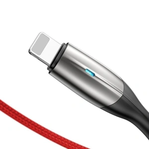 Baseus Horizontal Lightning Cable with LED Light 1m 2.4A Red