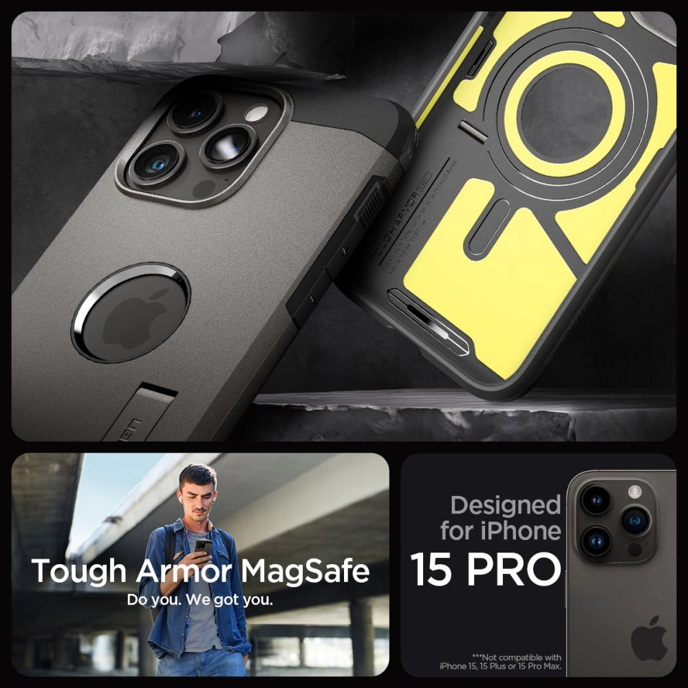 Hurtownia GSM - Etui Spigen Tough Armor Mag MagSafe Apple iPhone 15 Pro Gunmetal - SPN3108 - {ean13} - Hurt