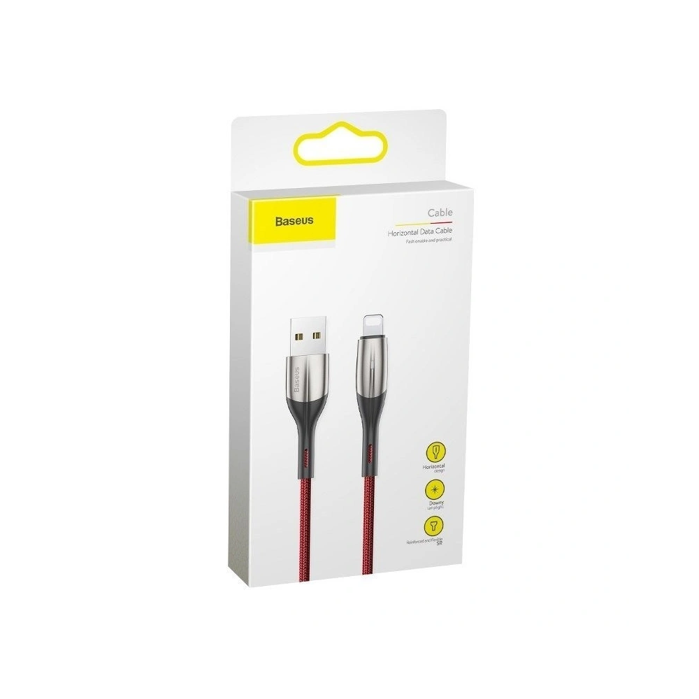 Hurtownia GSM - Kabel Lightning s LED diodou Baseus Horizontální 1m 2.4A (červený) - BSU435RED - {ean13} - Hurt