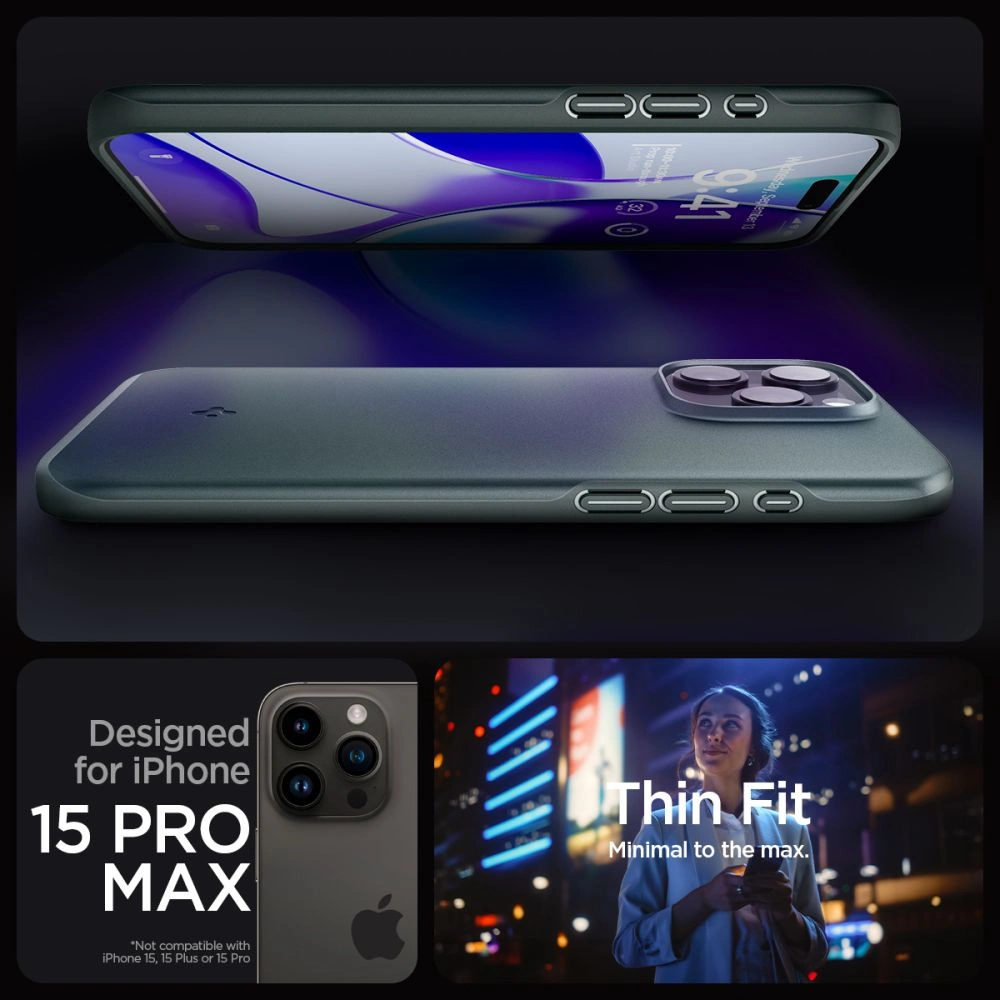 Wholesale Spigen Thin Fit Apple iPhone 15 Pro Max Abyss Green - SPN3110 - {ean13} - Hurt
