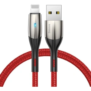 Baseus Horizontal Lightning Cable with LED Light 3m 2.4A Red