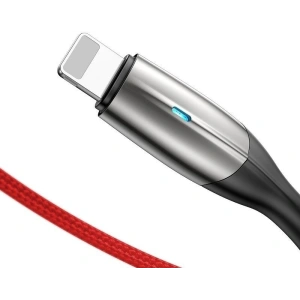 Baseus Horizontal Lightning Cable with LED Light 3m 2.4A Red