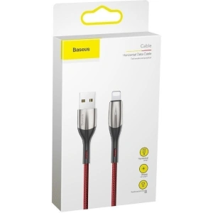 Baseus Horizontal Lightning Cable with LED Light 3m 2.4A Red