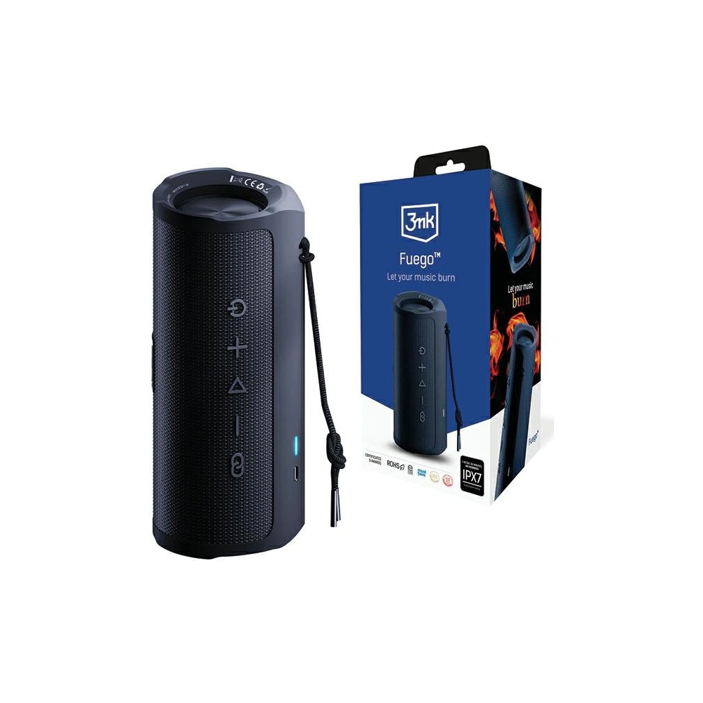 Hurtownia GSM - Difuzor wireless 3MK Fuego 30W Bluetooth 5.3 TWS IPX7 negru/black - 3MK5279 - {ean13} - Hurt