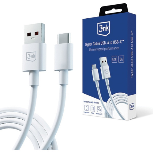 3MK Distributor - 5903108527262 - 3MK5283 - 3MK Hyper Cable USB-A / USB-C 5A 60W 1.2m white - B2B homescreen