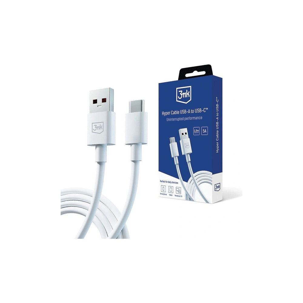 Hurtownia GSM - Kabel 3MK Hyper Cable USB-A / USB-C 5A 60W 1.2m bílý/white - 3MK5283 - {ean13} - Hurt