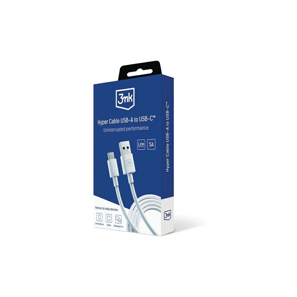 Hurtownia GSM - Kabel 3MK Hyper Cable USB-A / USB-C 5A 60W 1.2m bílý/white - 3MK5283 - {ean13} - Hurt