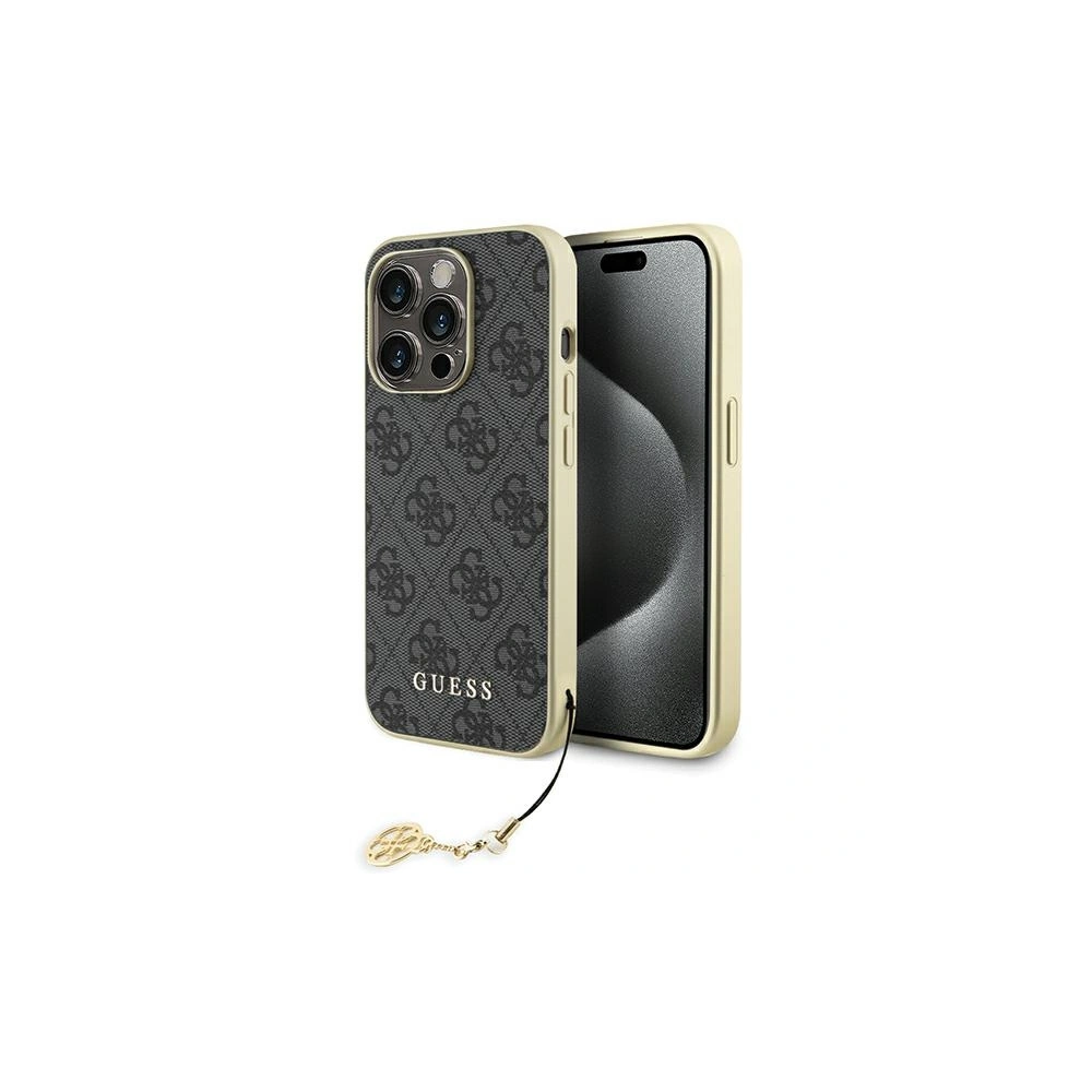 Case Guess GUHCP15LGF4GGR Apple iPhone 15 Pro Hardcase 4G Charms Collection grau/grey