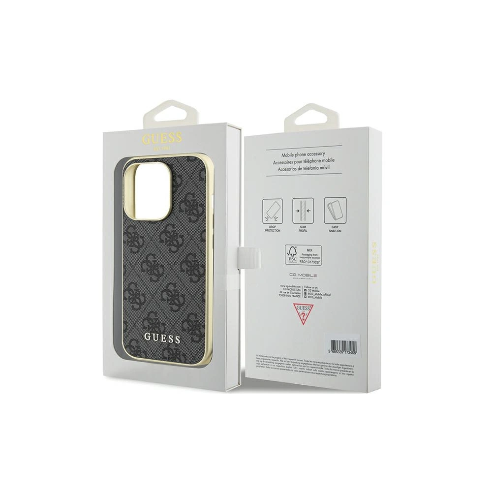 Case Guess GUHCP15LGF4GGR Apple iPhone 15 Pro Hardcase 4G Charms Collection grau/grey
