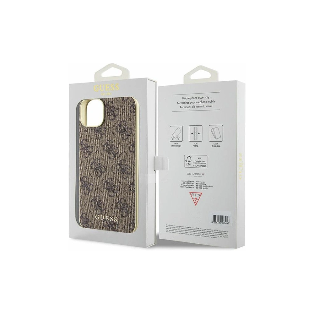 Wholesale Guess GUHCP15SGF4GBR Apple iPhone 15 hardcase 4G Charms Collection brown - GUE2978 - {ean13} - Hurt
