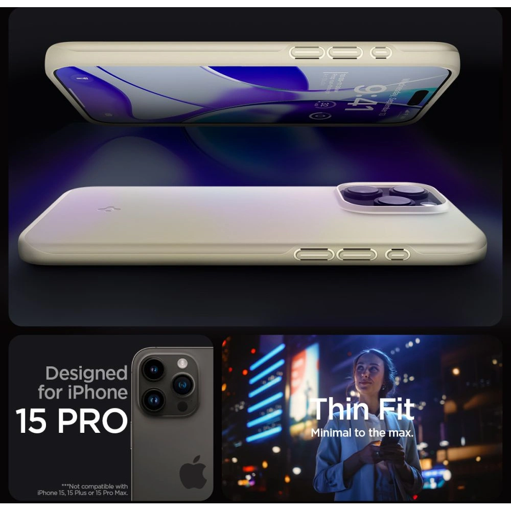 Hurtownia GSM - Etui Spigen Thin Fit Apple iPhone 15 Pro Némító Bézs - SPN3124 - {ean13} - Hurt