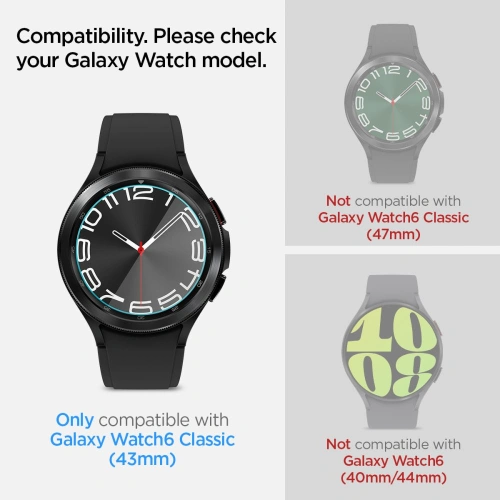 Szkło hartowane Spigen GLAS.tR ez Fit Samsung Galaxy Watch 6 Classic (43mm) Clear [2 PACK]