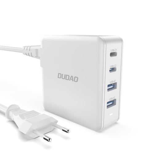 Dudao Distributor - 6973687248727 - DDA294 - Dudao A100EU GaN 100W 2xUSB-C / 2xUSB-A wall charger white - B2B homescreen