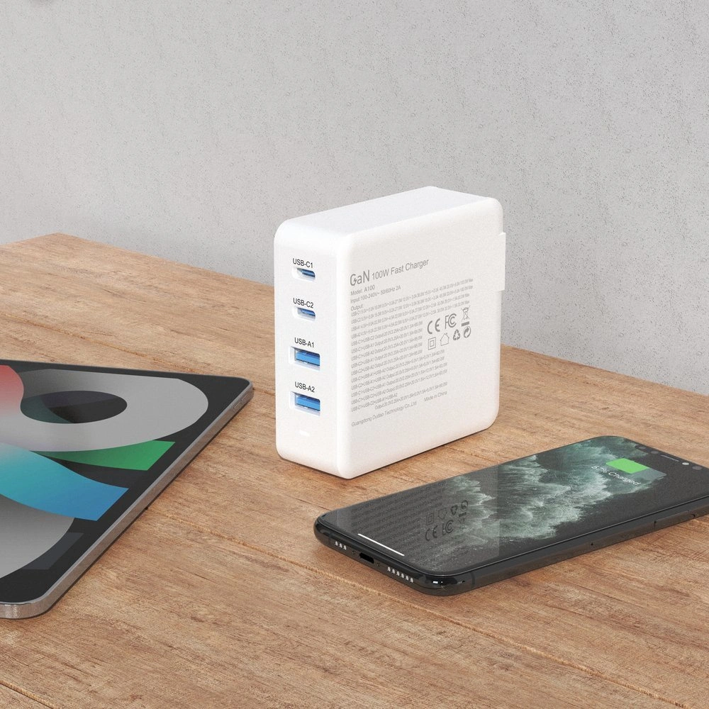 Hurtownia GSM - Hálózati töltő Dudao A100EU GaN 100W 2xUSB-C / 2xUSB-A fehér - DDA294 - {ean13} - Hurt