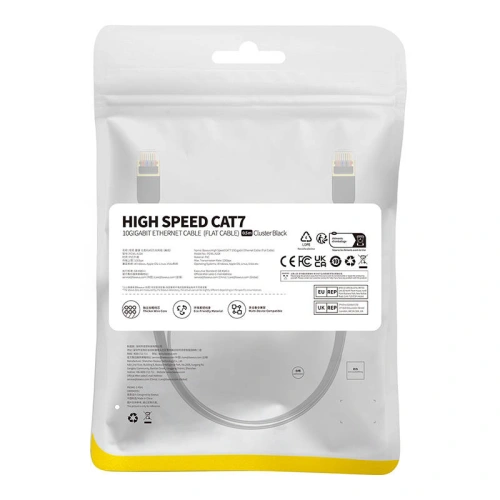 Kabel sieciowy Baseus, Ethernet RJ45, 10 Gbps, Cat.7, 0,5m (czarny)