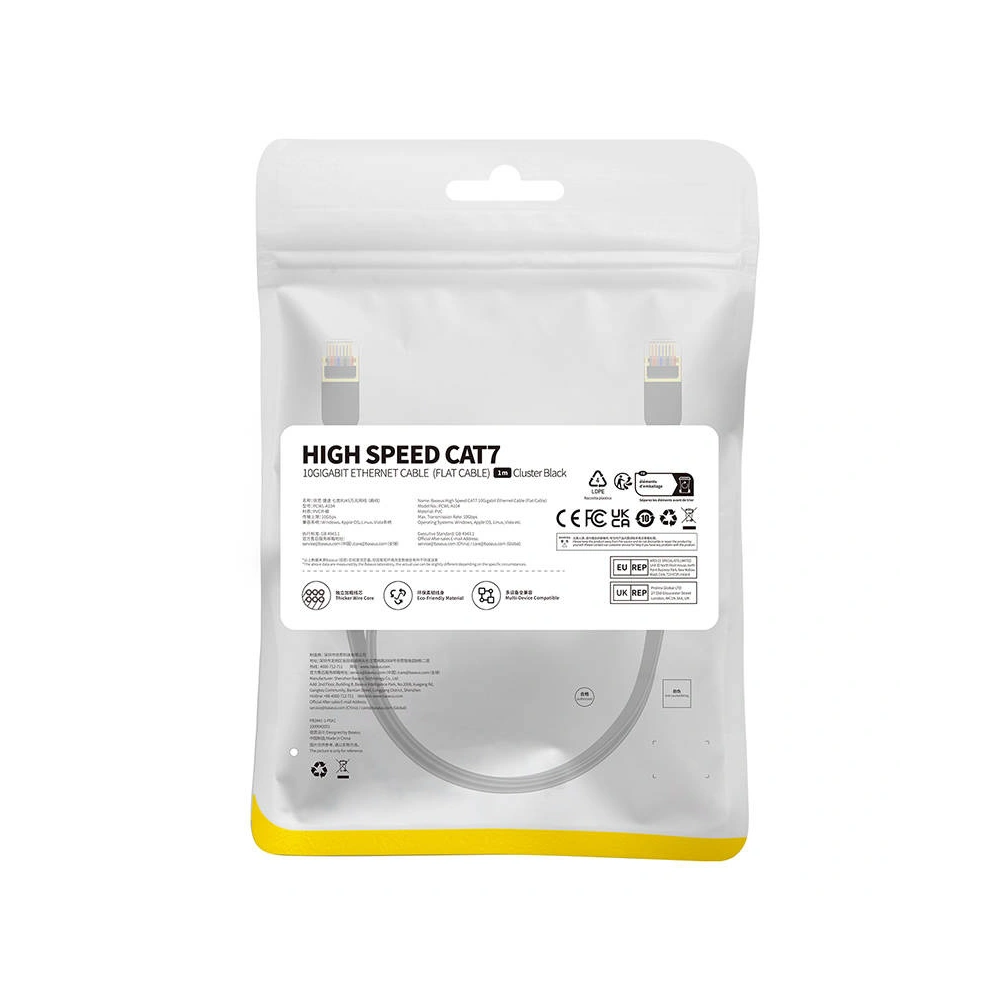 Hurtownia GSM - Hálózati kábel Baseus, Ethernet RJ45, 10 Gbps, Cat.7, 1m (fekete) - BSU4605 - {ean13} - Hurt