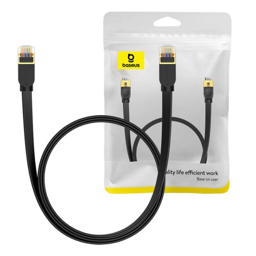 Kabel sieciowy Baseus, Ethernet RJ45, 10 Gbps, Cat.7, 1,5m (czarny)