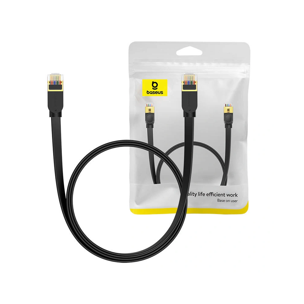 Hurtownia GSM - Hálózati kábel Baseus, Ethernet RJ45, 10 Gbps, Cat.7, 1,5m (fekete) - BSU4610 - {ean13} - Hurt