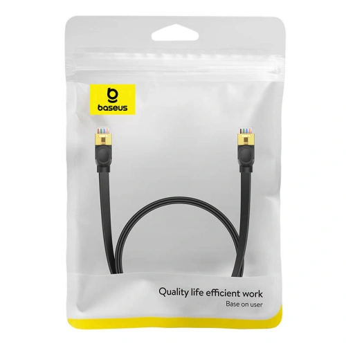 Kabel sieciowy Baseus, Ethernet RJ45, 10 Gbps, Cat.7, 1,5m (czarny)