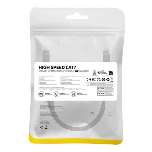 Kabel sieciowy Baseus, Ethernet RJ45, 10 Gbps, Cat.7, 1,5m (czarny)