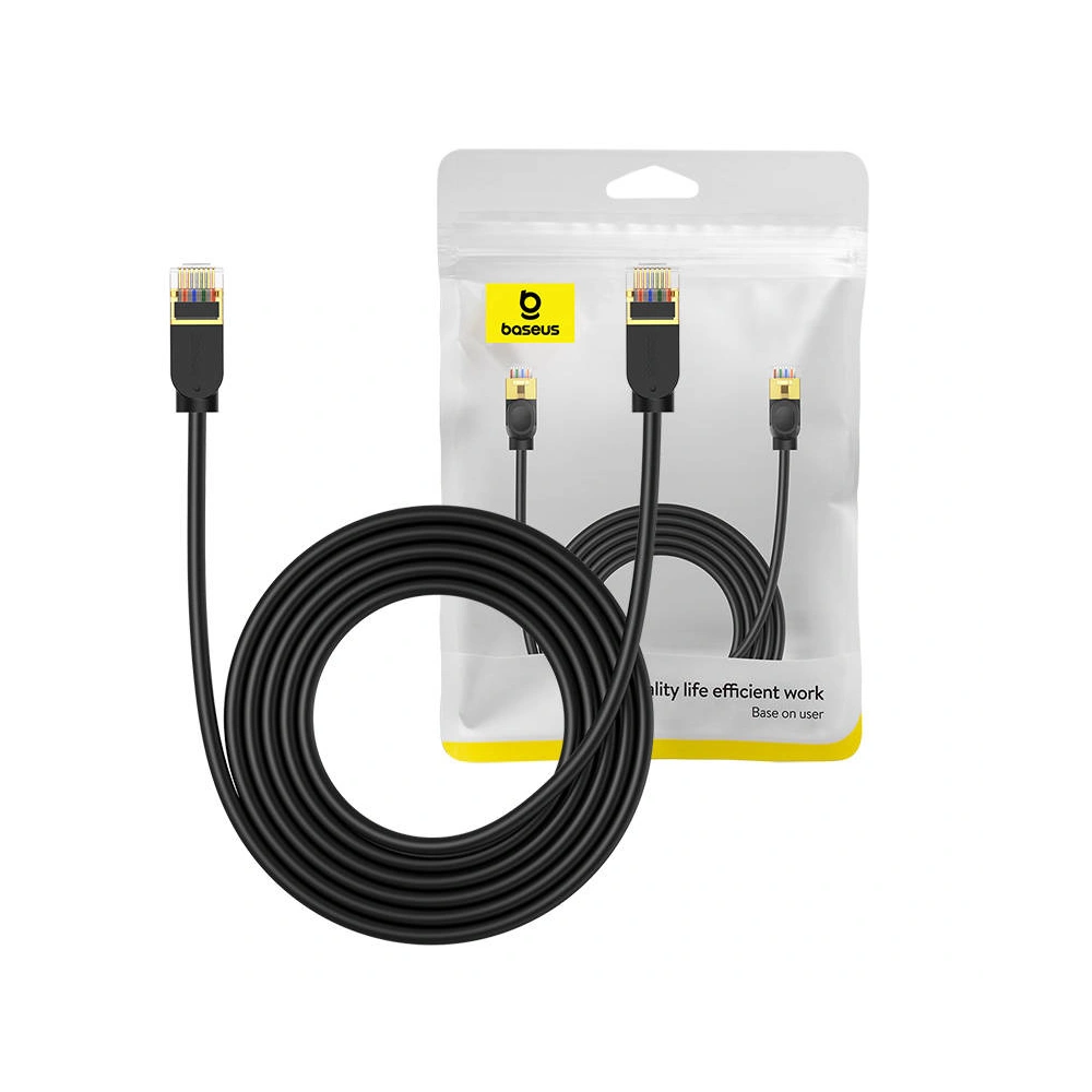 Hurtownia GSM - Hálózati kábel Baseus High Speed, Ethernet RJ45, 10 Gbps, Cat.7, 3m (fekete) - BSU4611 - {ean13} - Hurt