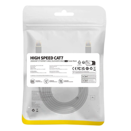 Kabel sieciowy Baseus High Speed, Ethernet RJ45, 10 Gbps, Cat.7, 3m (czarny)