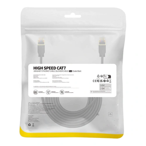 Kabel sieciowy Baseus High Speed, Ethernet RJ45, 10 Gbps, Cat.7, 5m (czarny)