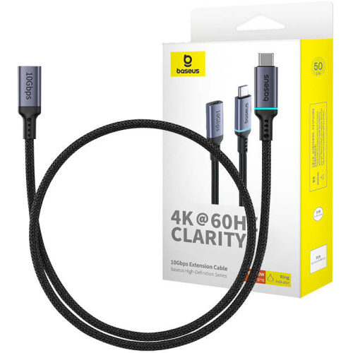 Hurtownia Baseus - 6932172636906 - BSU4613 - Przedłużenie kabla Baseus USB-C męski do żeński High Definition, 10Gbps, 0,5m (czarny) - B2B homescreen