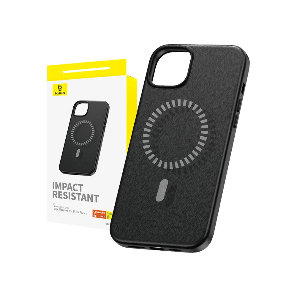Hurtownia GSM - Etui Baseus Fauxther Series Apple iPhone 15 Plus / 14 Plus (Czarne) - BSU4651 - {ean13} - Hurt