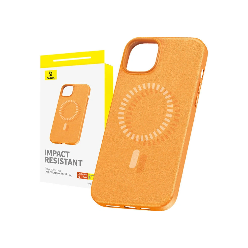 Hurtownia GSM - Etui Baseus Fauxther Series Apple iPhone 15 (Pomarańczowe) - BSU4653 - {ean13} - Hurt