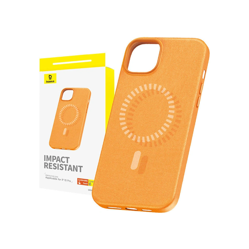 Hurtownia GSM - Etui Baseus Fauxther Series Apple iPhone 15 Pro (Pomarańczowe) - BSU4654 - {ean13} - Hurt