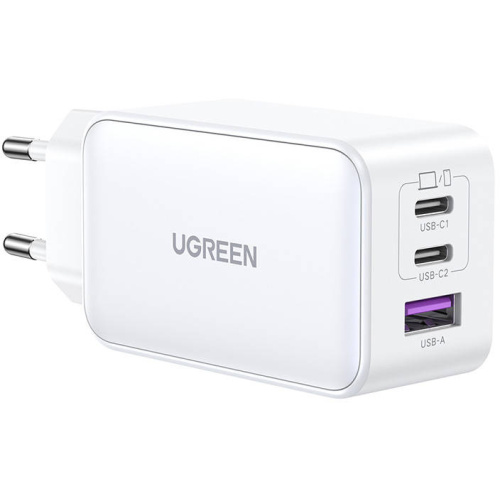 Ugreen Distributor - 6941876213344 - UGR1710 - UGREEN CD244 Nexode wall charger, 2xUSB-C, USB-A 3.0, PD3.0, QC4.0, GaN, 65W (white) - B2B homescreen