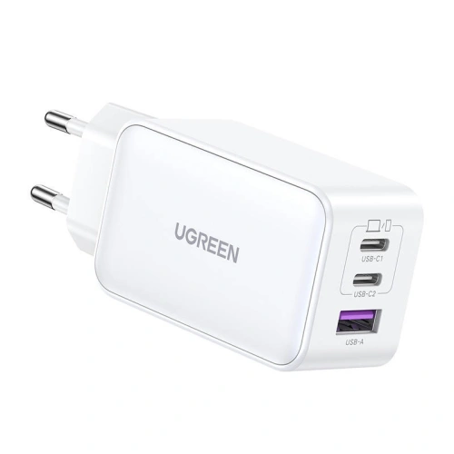 Ładowarka sieciowa UGREEN CD244 Nexode, 2xUSB-C, USB-A 3.0, PD3.0, QC4.0, GaN, 65W (biała)