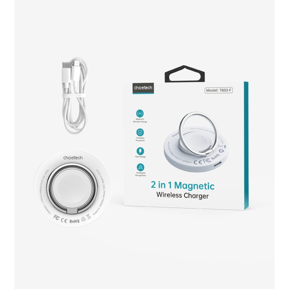 Hurtownia GSM - Indukciós töltő ujjfogóval Choetech T603-F MagSafe fehér - CHT189 - {ean13} - Hurt
