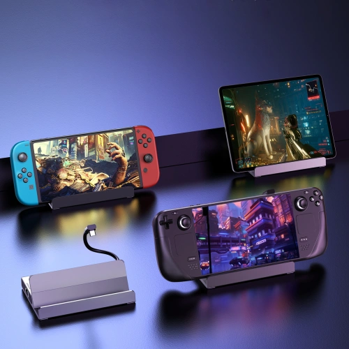 HUB Choetech M52 do Valve Steam Deck LCD / OLED adapter USB-C / USB-C PD, USB-A, HDMI, RJ45 szary