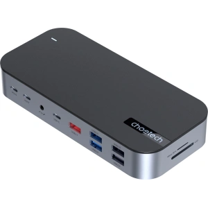 Hurtownia GSM - HUB Choetech M52 Adapter USB-C / USB-C PD, USB-C, USB-A, HDMI, VGA, DP, SD, TF, RJ45, AUX grau - CHT191 - {ean13} - Hurt