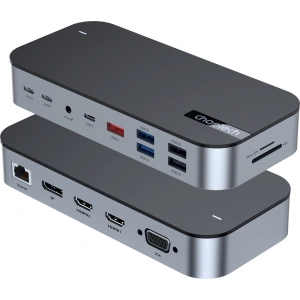 Hurtownia GSM - HUB Choetech M52 adaptér USB-C / USB-C PD, USB-C, USB-A, HDMI, VGA, DP, SD, TF, RJ45, AUX šedý - CHT191 - {ean13} - Hurt