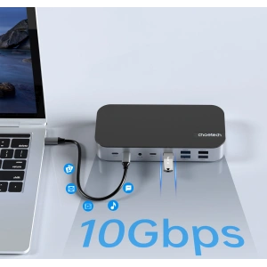 Hurtownia GSM - HUB Choetech M52 Adapter USB-C / USB-C PD, USB-C, USB-A, HDMI, VGA, DP, SD, TF, RJ45, AUX grau - CHT191 - {ean13} - Hurt