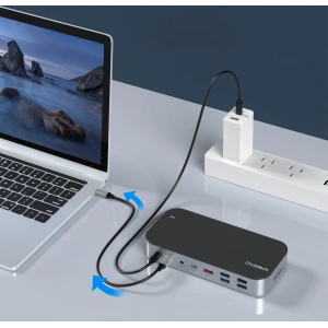 Hurtownia GSM - HUB Choetech M52 Adapter USB-C / USB-C PD, USB-C, USB-A, HDMI, VGA, DP, SD, TF, RJ45, AUX grau - CHT191 - {ean13} - Hurt