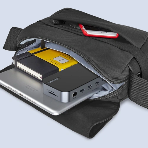 HUB Choetech M52 adapter USB-C / USB-C PD, USB-C, USB-A, HDMI, VGA, DP, SD, TF, RJ45, AUX szary