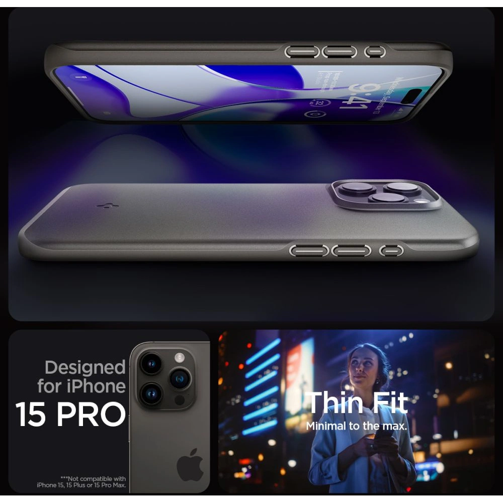 Hurtownia GSM - Case Spigen Thin Fit Apple iPhone 15 Pro Gunmetal - SPN3134 - {ean13} - Hurt