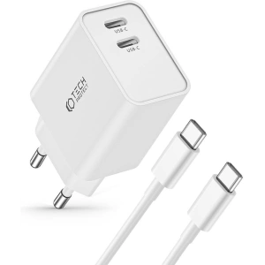 Hurtownia GSM - Síťová nabíječka Tech-Protect C35W, 2xUSB-C, PD, 35W + bílý USB-C kabel - THP2361 - {ean13} - Hurt