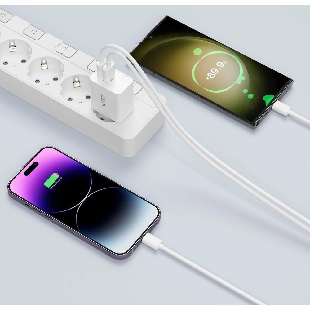 Hurtownia GSM - Încărcătorul de rețea Tech-Protect C35W, 2xUSB-C, PD, 35W + cablu USB-C alb - THP2361 - {ean13} - Hurt