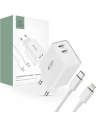 Încărcător de rețea Tech-Protect C35W, 2xUSB-C, PD, 35W + cablu lightning alb