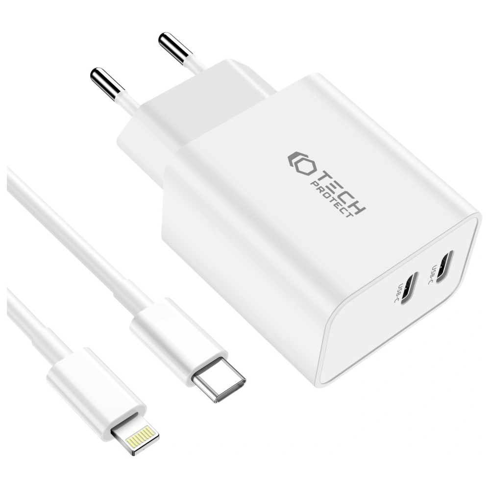 Hurtownia GSM - Netzteil Tech-Protect C35W, 2xUSB-C, PD, 35W + weißes Lightning-Kabel - THP2362 - {ean13} - Hurt