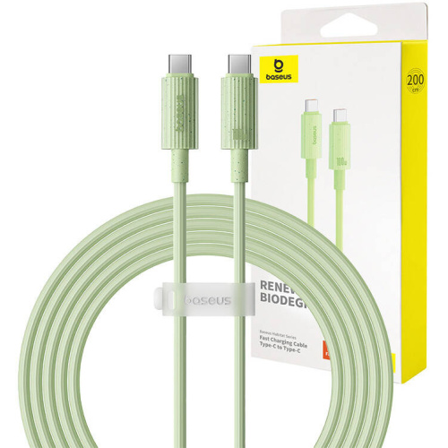 Baseus Distributor - 6932172643034 - BSU4665 - Baseus USB-C / USB-C Habitat Series 100W, PD, 2m cable (green) - B2B homescreen