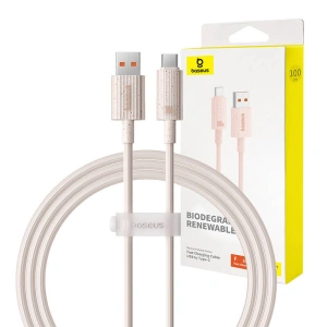 Kabel Baseus USB-A / USB-C Habitat Series 100W, PD, 1m (różowy)