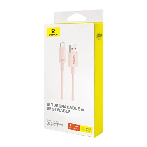 Kabel Baseus USB-A / USB-C Habitat Series 100W, PD, 1m (różowy)